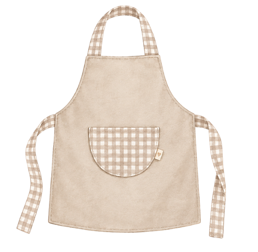 tablier enfant personnalise vichy beige