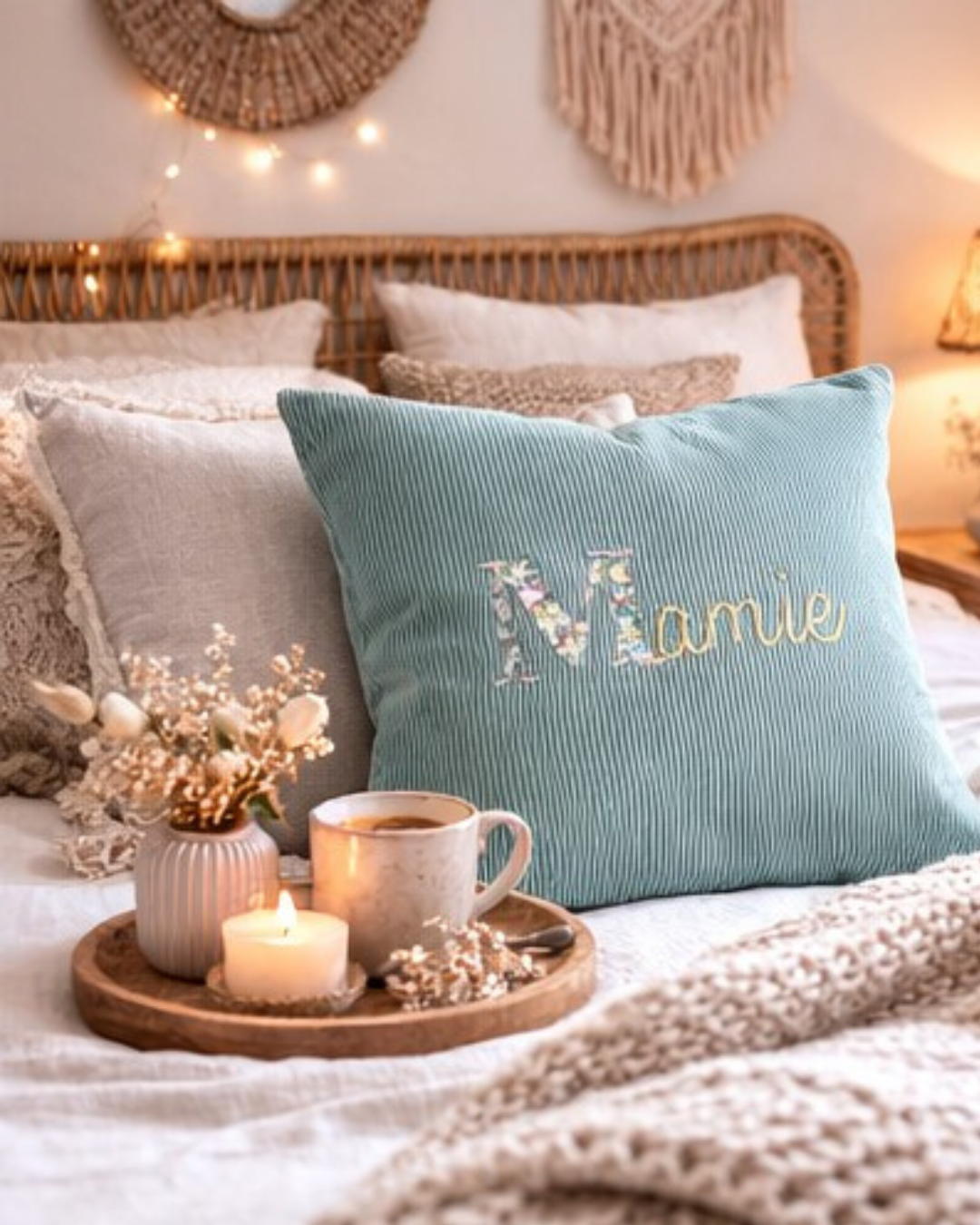 Coussin velours Mamie