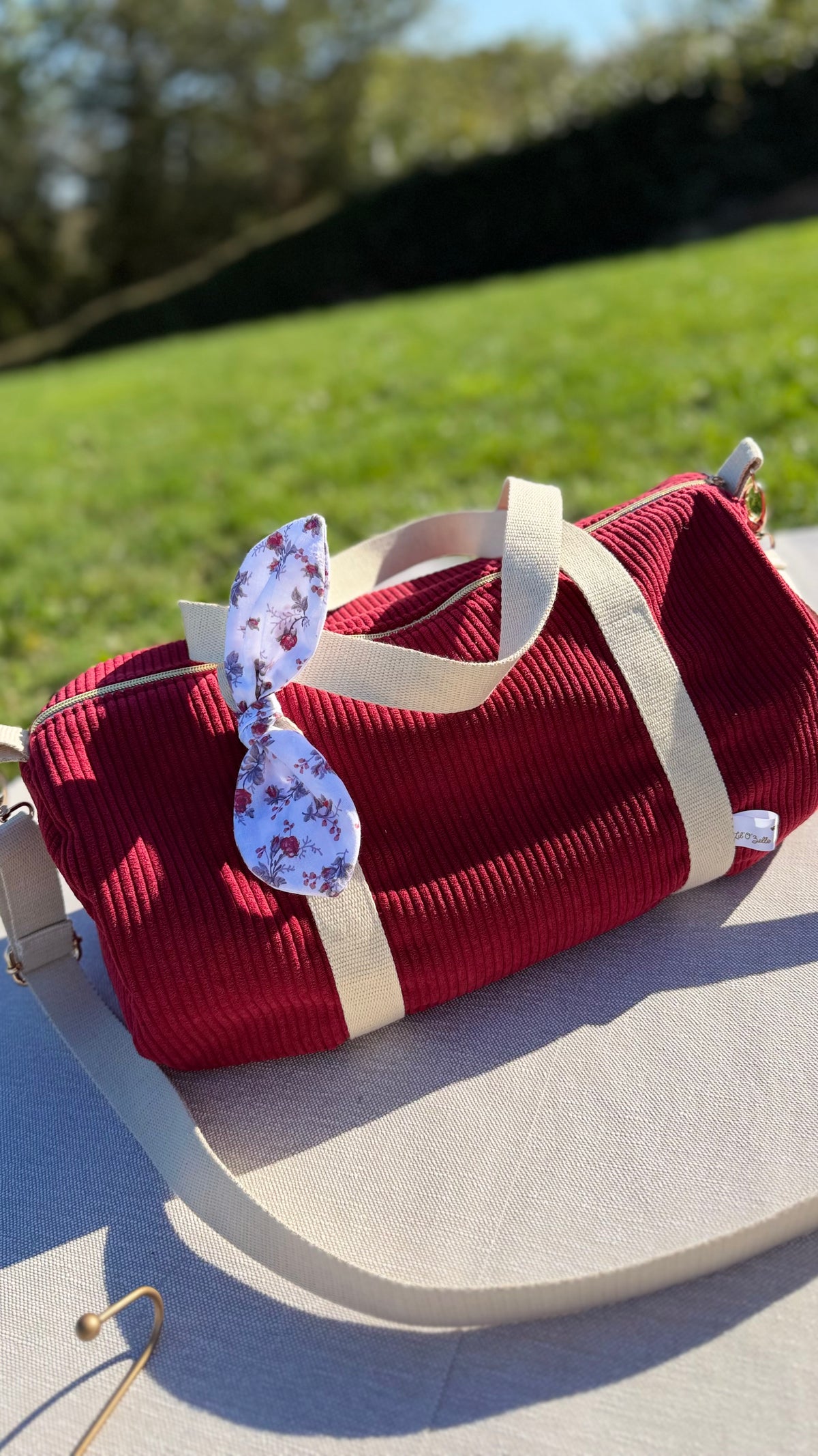Sac polochon velours – prêt à partir