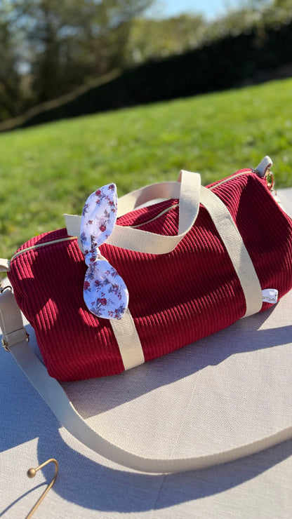 Sac polochon velours – prêt à partir