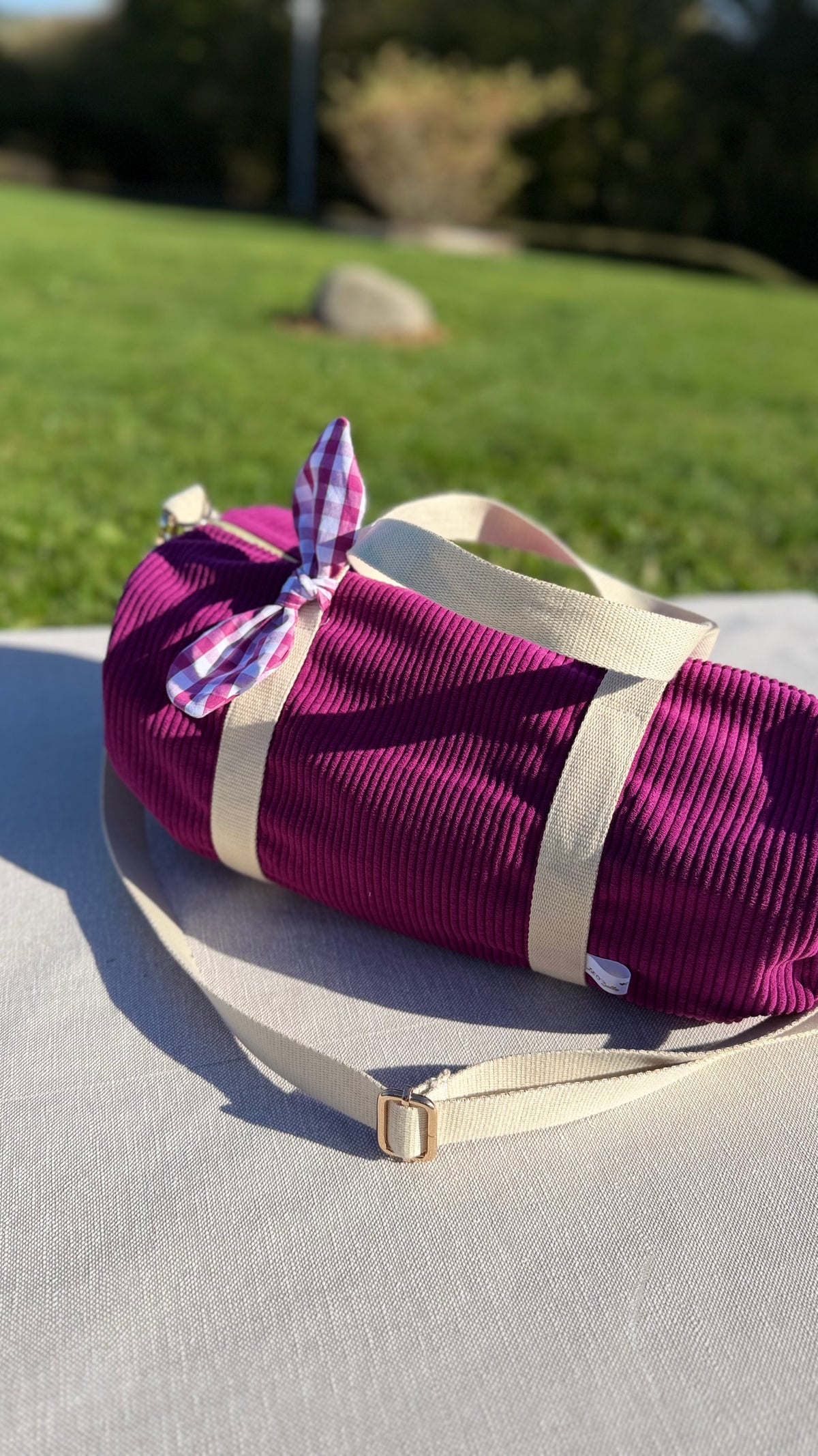 Sac polochon velours – prêt à partir