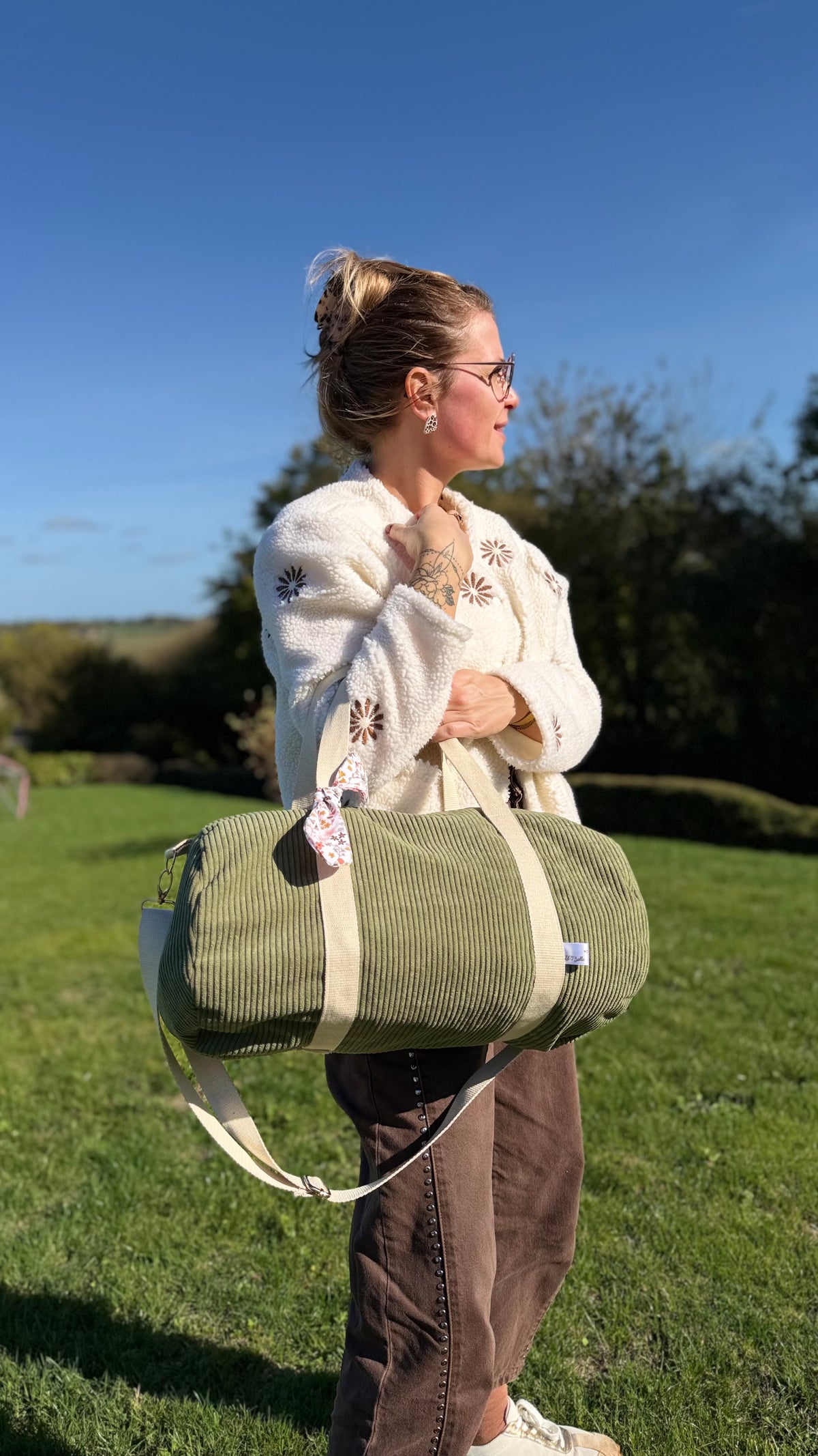 Sac polochon velours – prêt à partir