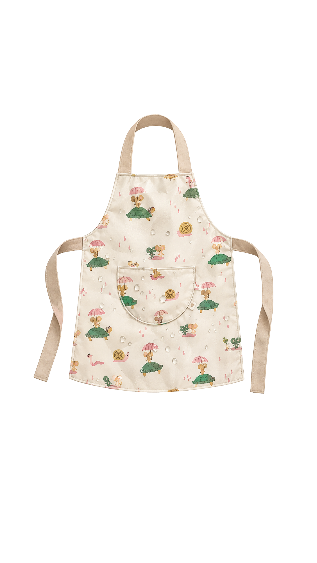 Tablier enfant imperméable personnalisé, face avant imperméable et poche en coton – fait main par Lil'O'Zelle