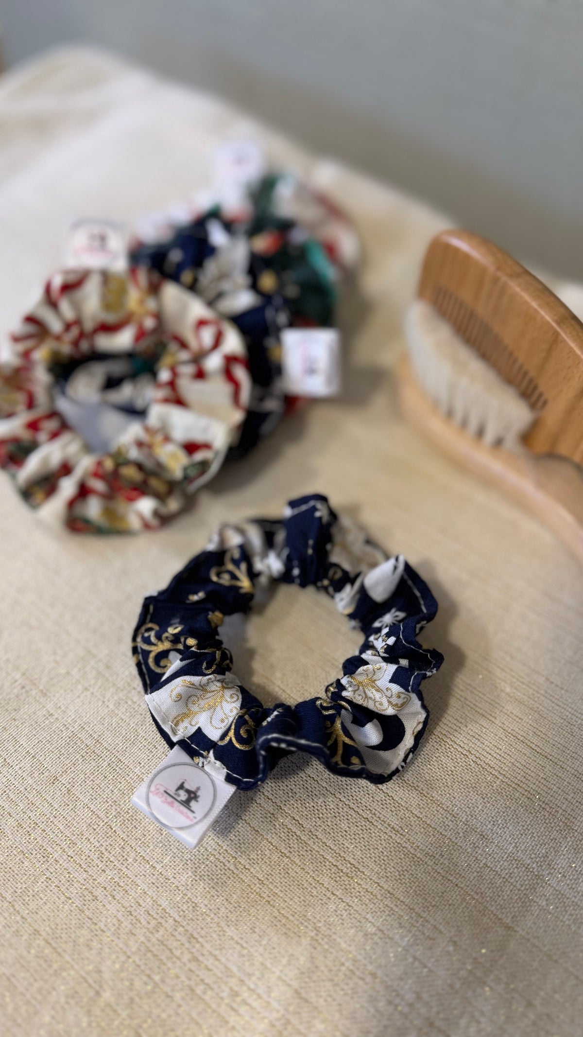 Chouchou de Noël en coton imprimé – prêt à partir