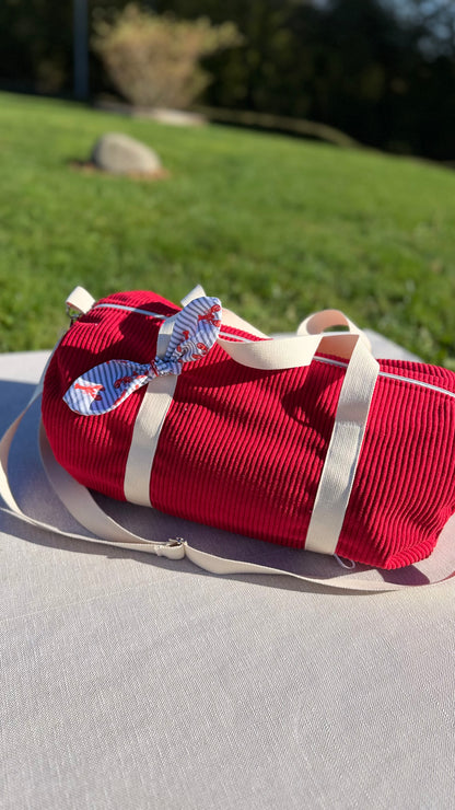 Sac polochon velours – prêt à partir