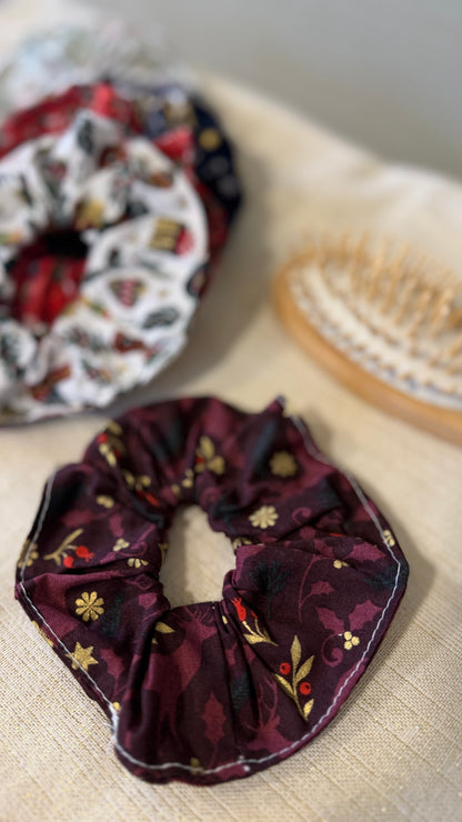 Chouchou de Noël en coton imprimé – prêt à partir