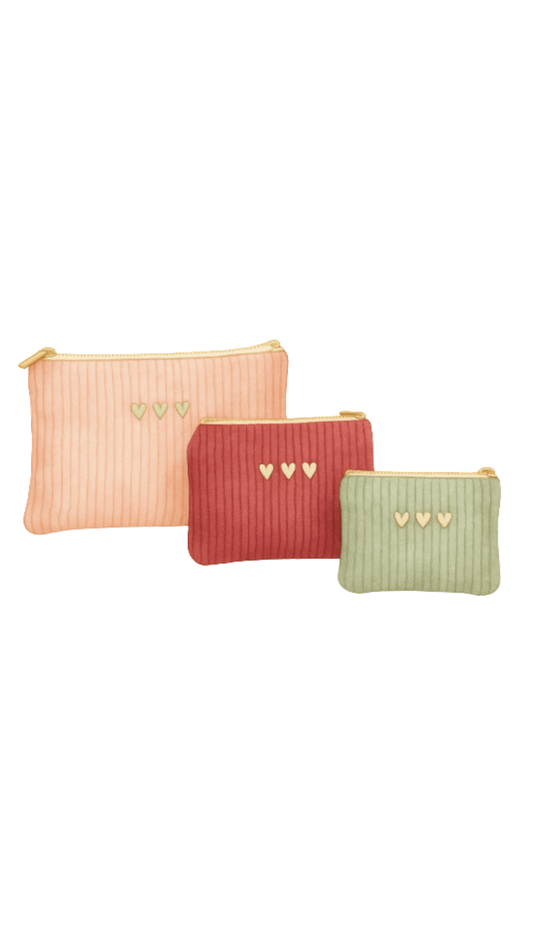trousse plate en velours, cadeau fait main