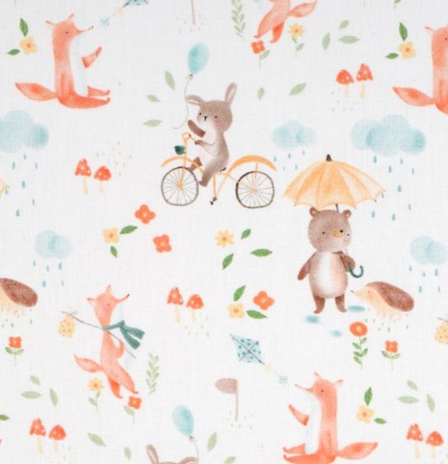 Tissu Ourson pluie – tissuthèque Lil'O'Zelle