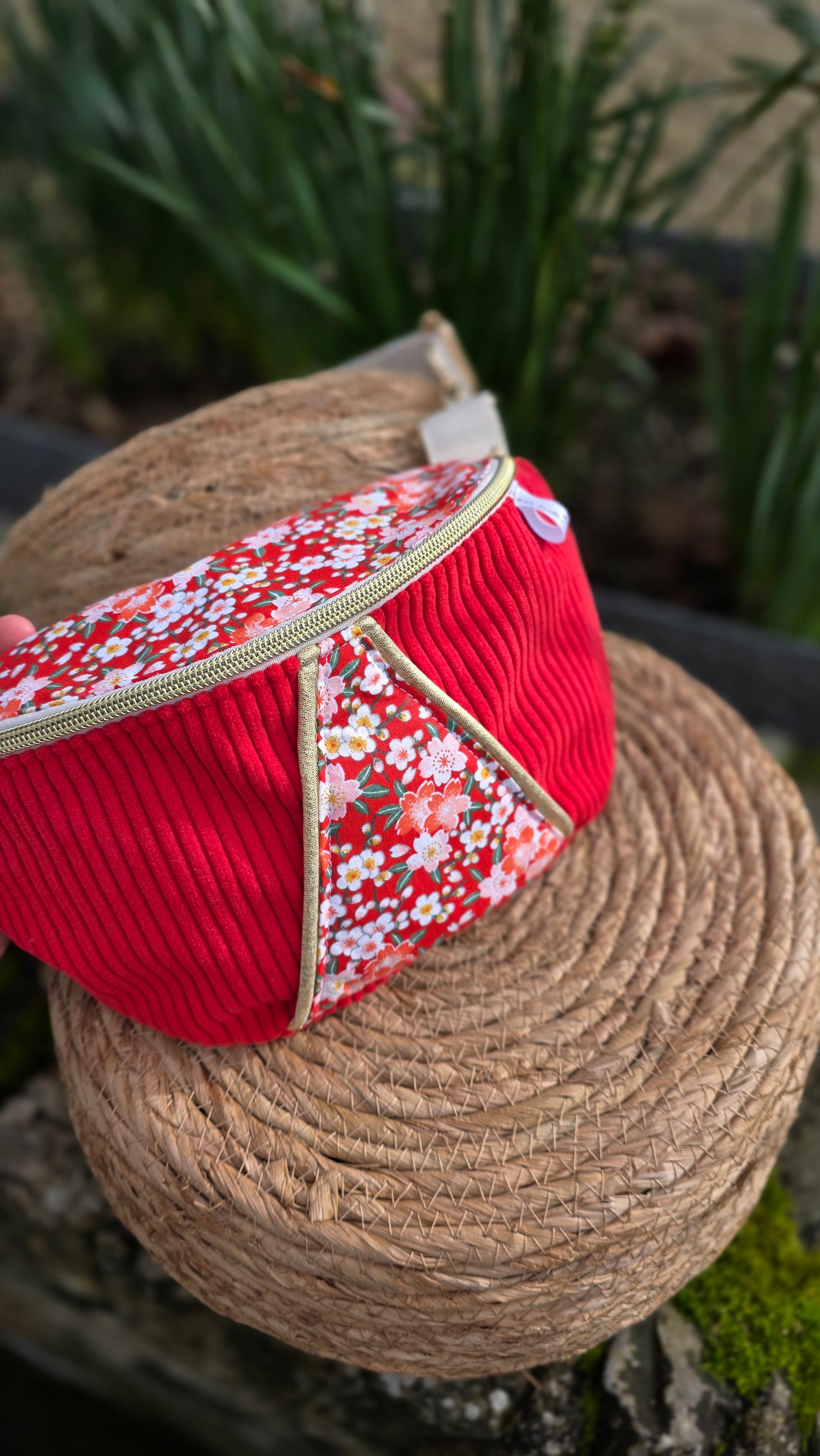 motif japonais, sac banane rouge, tendance, girly, boutique pepites de sable