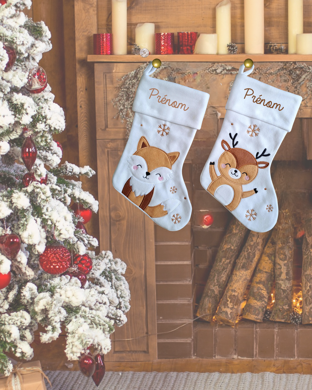 Chaussette de Noël blanche polaire personnalisée – prête à partir