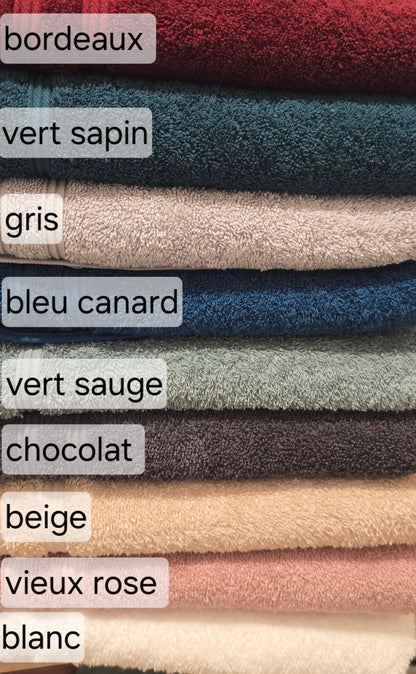 Drap de bain brodé personnalisé, nuancier des coloris d'éponge disponibles
