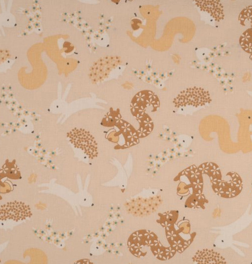 Tissu Écureuil fleuri – tissuthèque Lil'O'Zelle