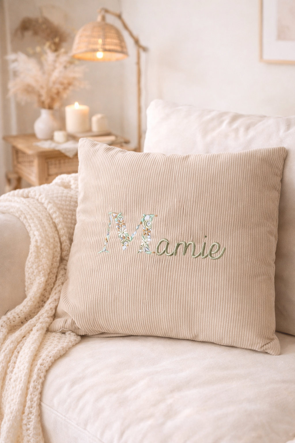 Coussin velours Mamie