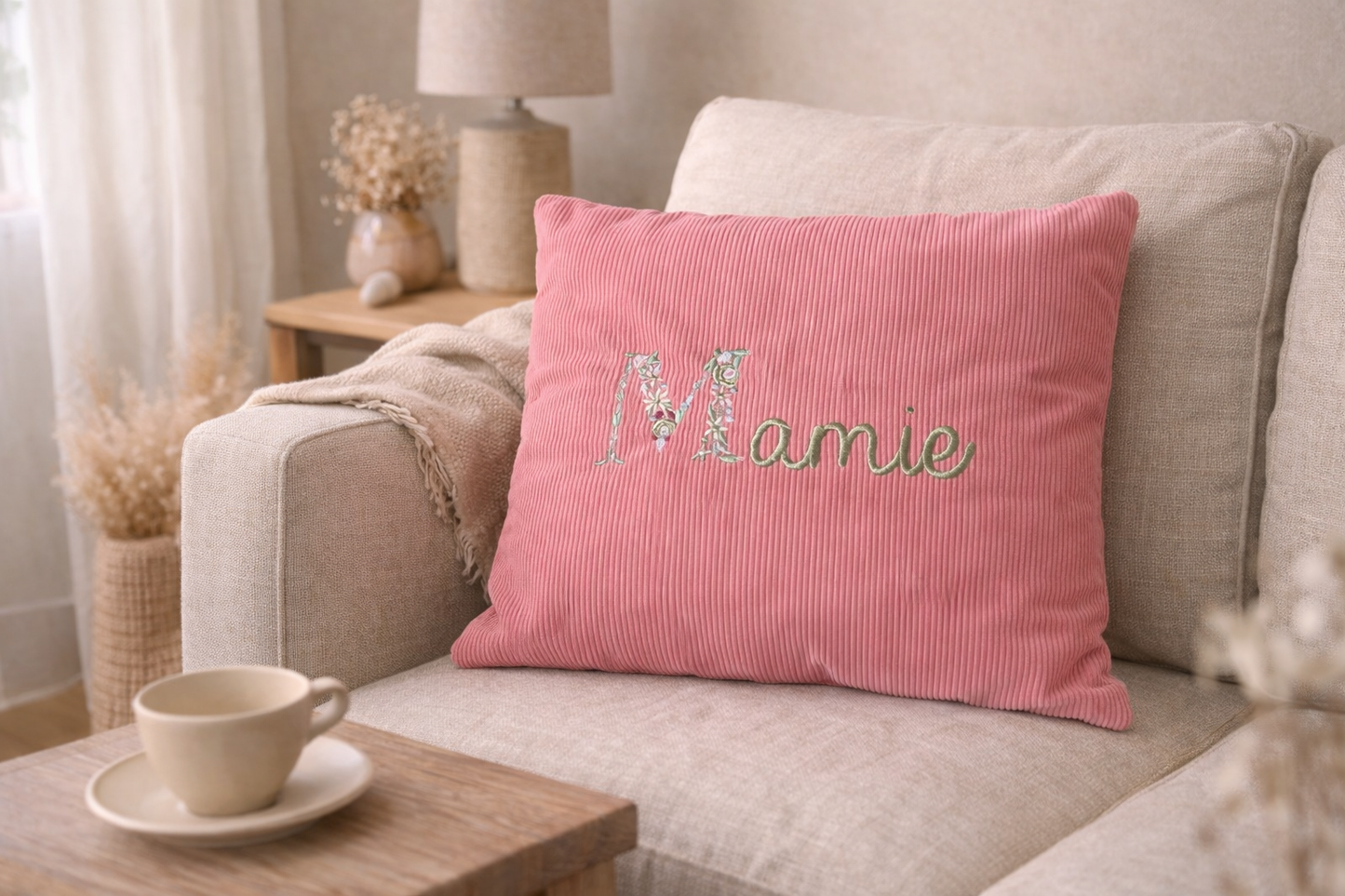 Coussin velours Mamie