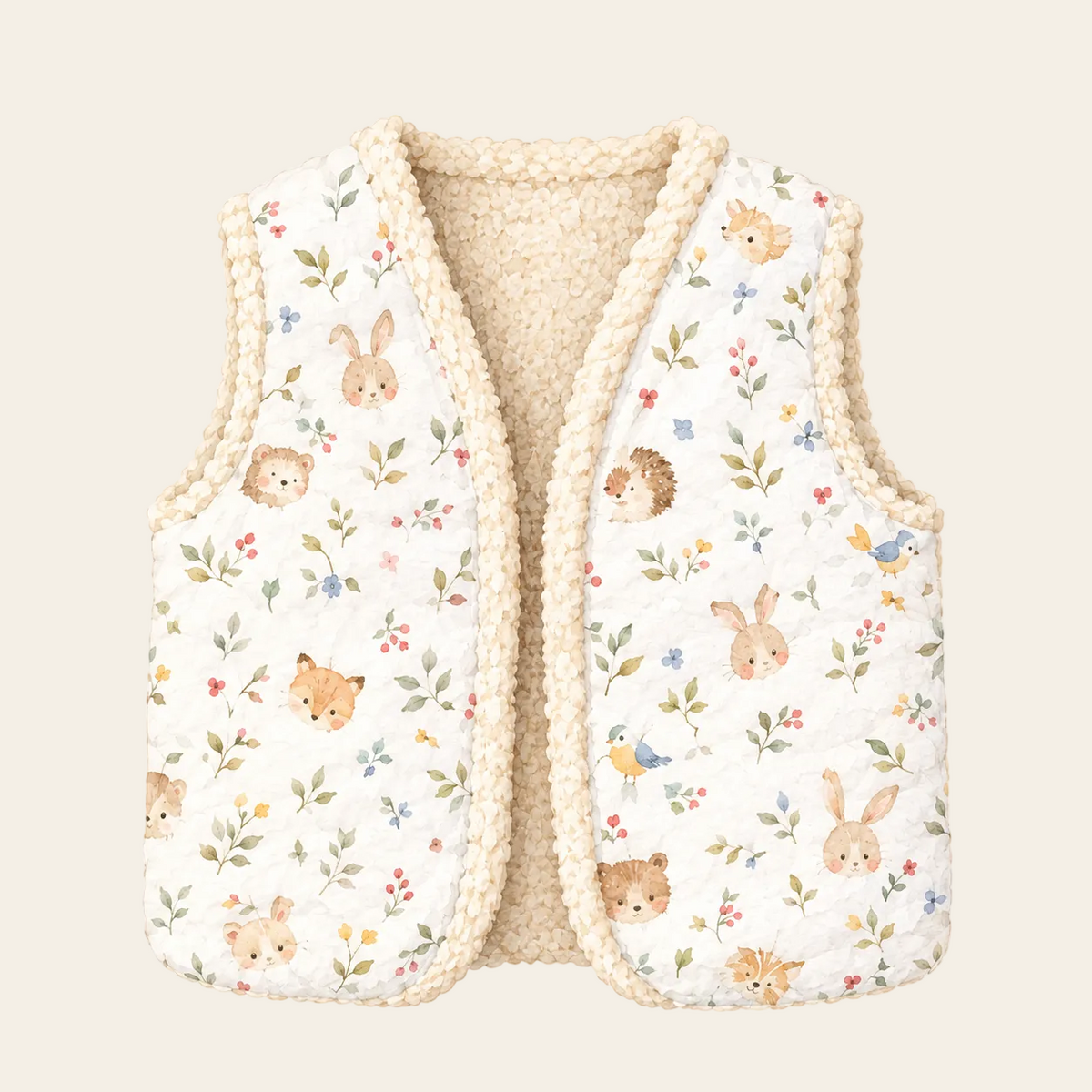Gilet sans manche enfant personnalisé doublé sherpa, tissu et broderie au choix, fait main en Normandie