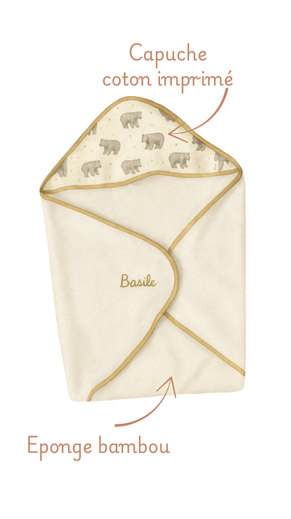 cape de bain, bébé au chaud, sortie de bain, sortie de bain personnalisée
