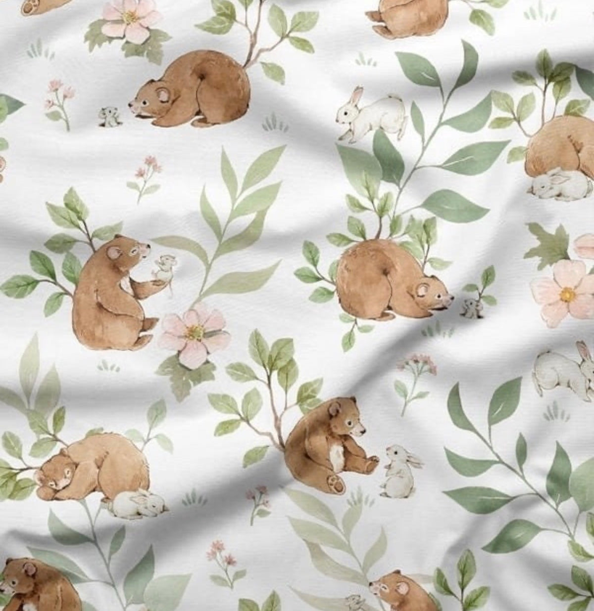 Tissu Ours sauge – tissuthèque Lil'O'Zelle