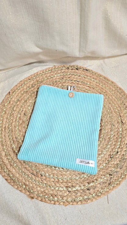 Pochette à livre, velours turquoise, format poche