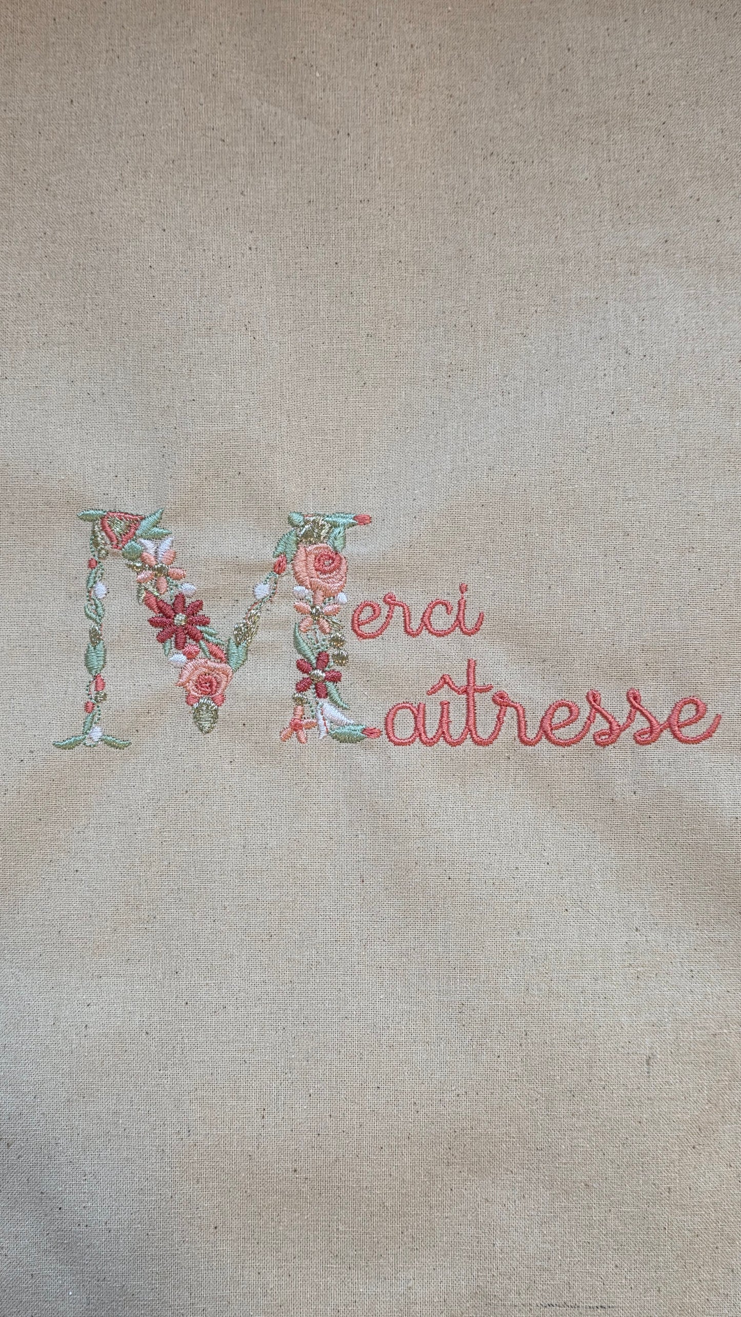 Cabas brodé "Merci ...."