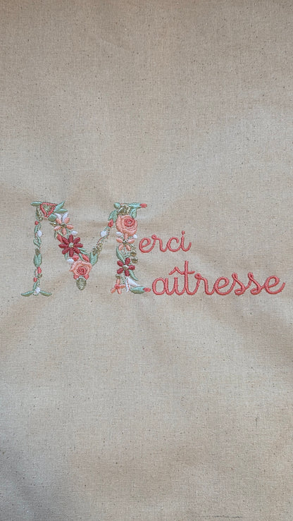 Cabas brodé "Merci ...."
