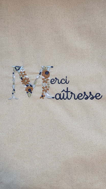 Cabas brodé "Merci ...."