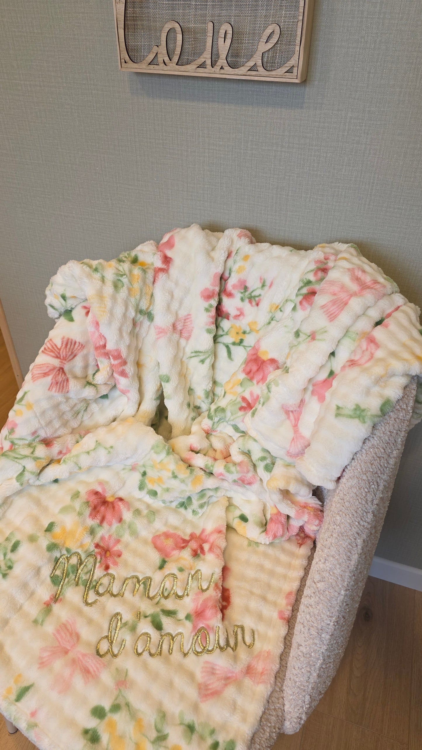 Grand Plaid fleuri Maman d'amour