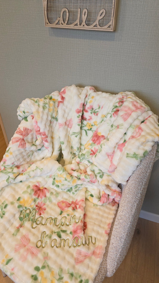 Grand Plaid fleuri Maman d'amour