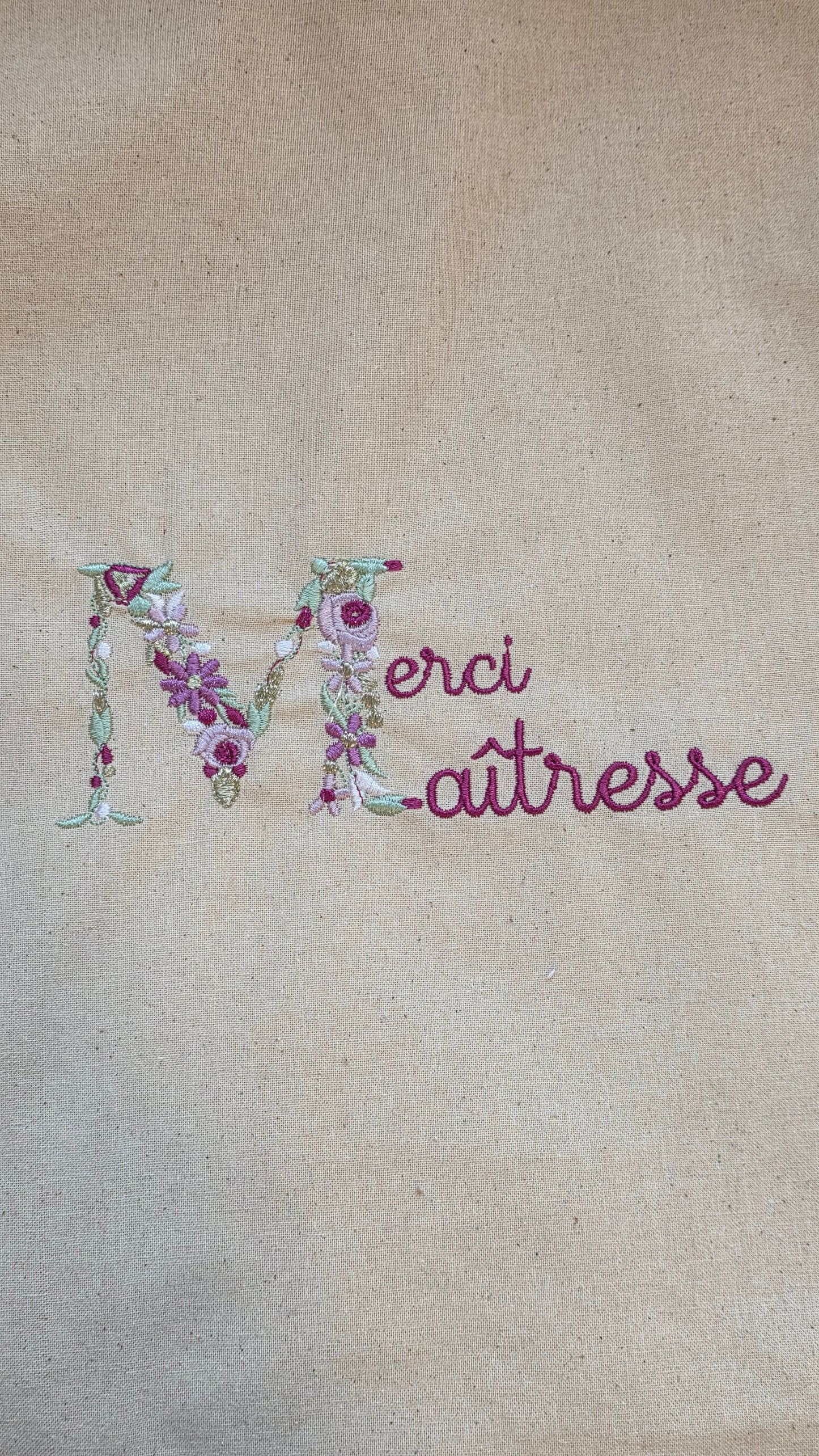 Cabas brodé "Merci ...."