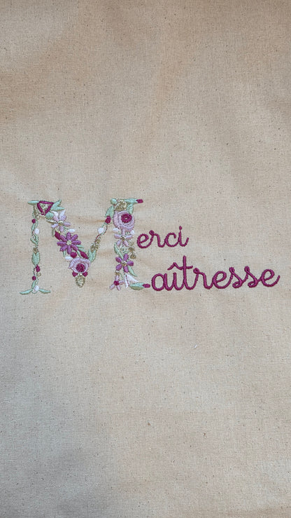 Cabas brodé "Merci ...."