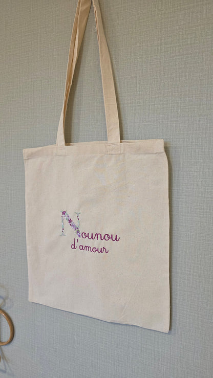 Totebag coton brodé "Merci ..."