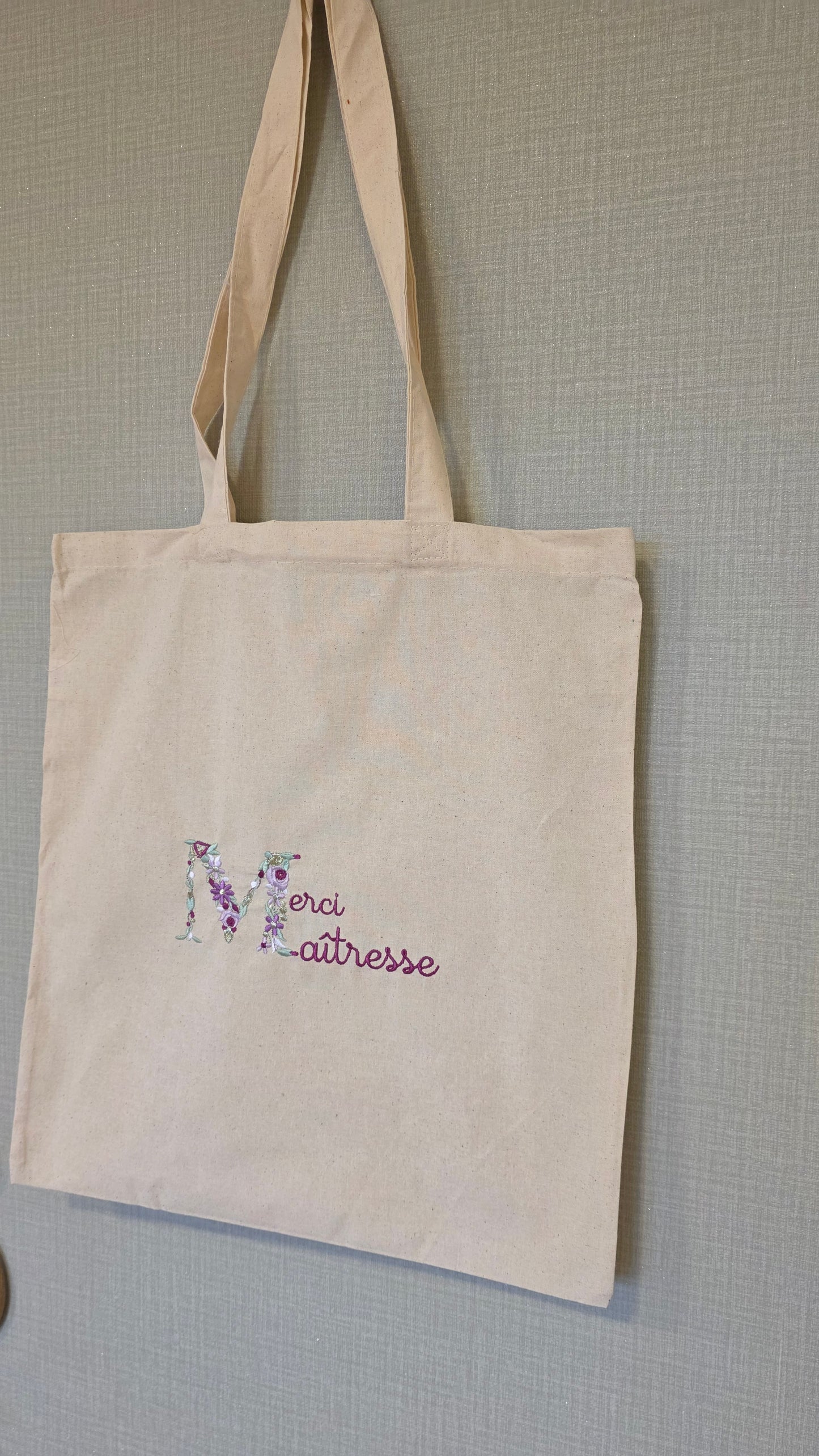 Totebag coton brodé "Merci ..."