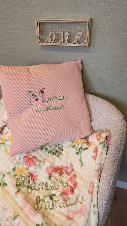 Grand Plaid fleuri Maman d'amour