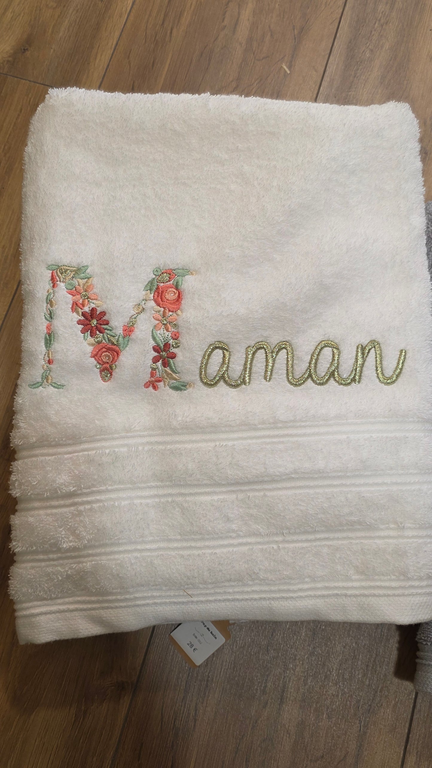 Drap de bain brodé Maman