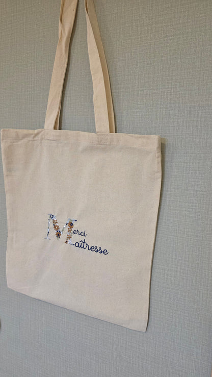 Totebag coton brodé "Merci ..."