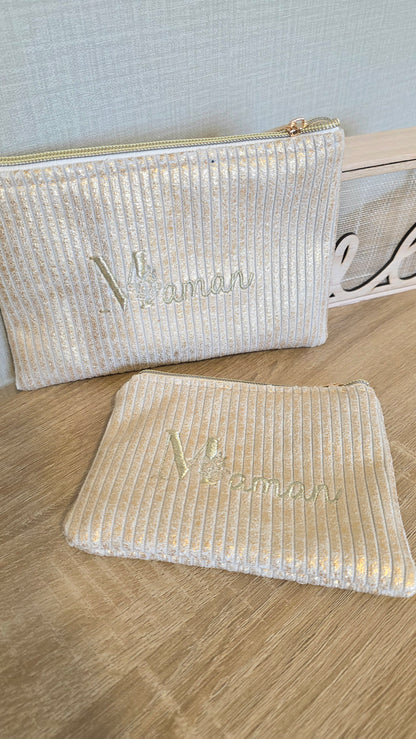 Trousse velours brodée Maman