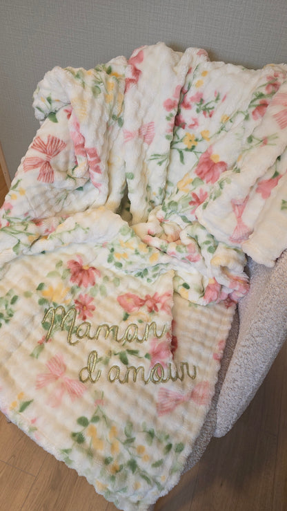 Grand Plaid fleuri Maman d'amour