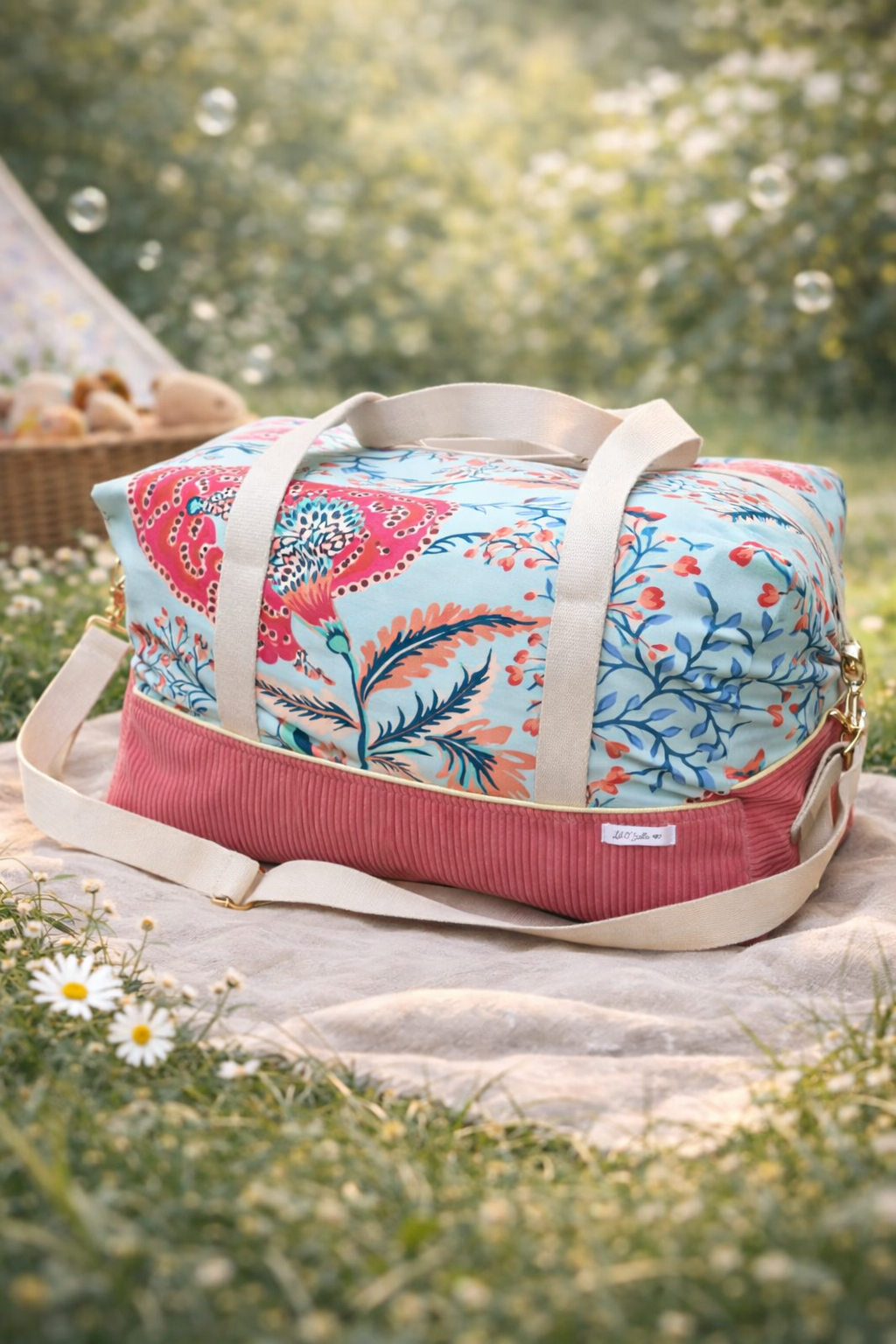 sac de voyage peps coloré corail turquoise été 