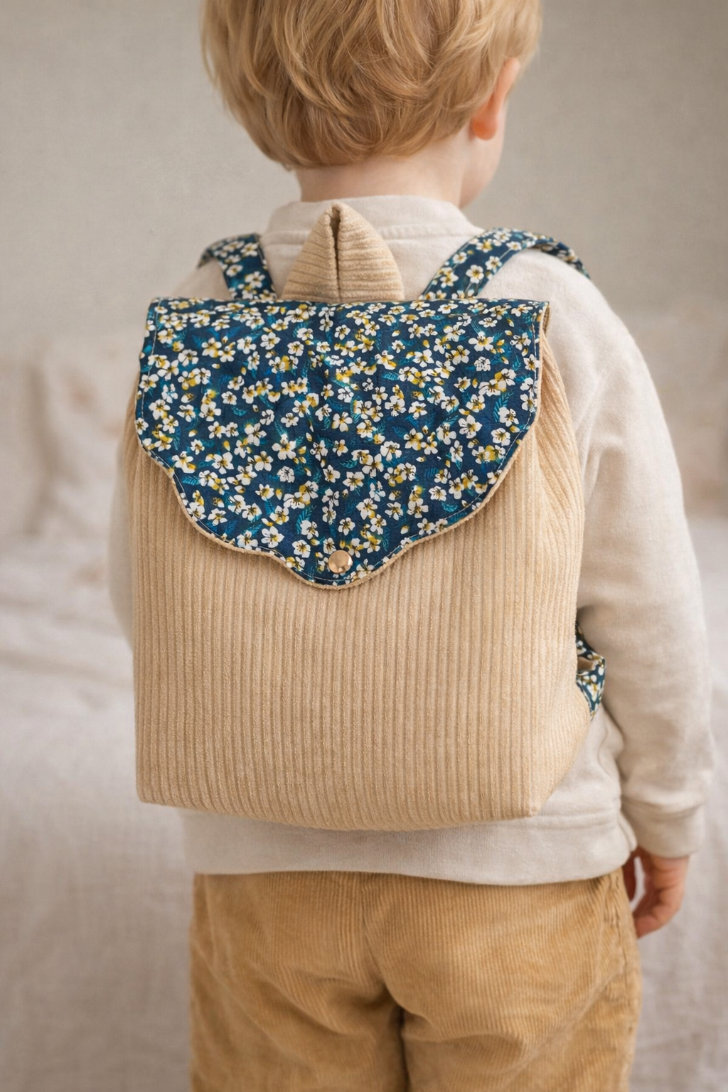 sac à dos maternelle fille fleuri et doré