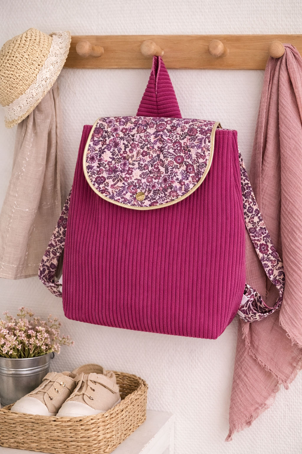 premier sac à dos personnalisable rose mauve violine