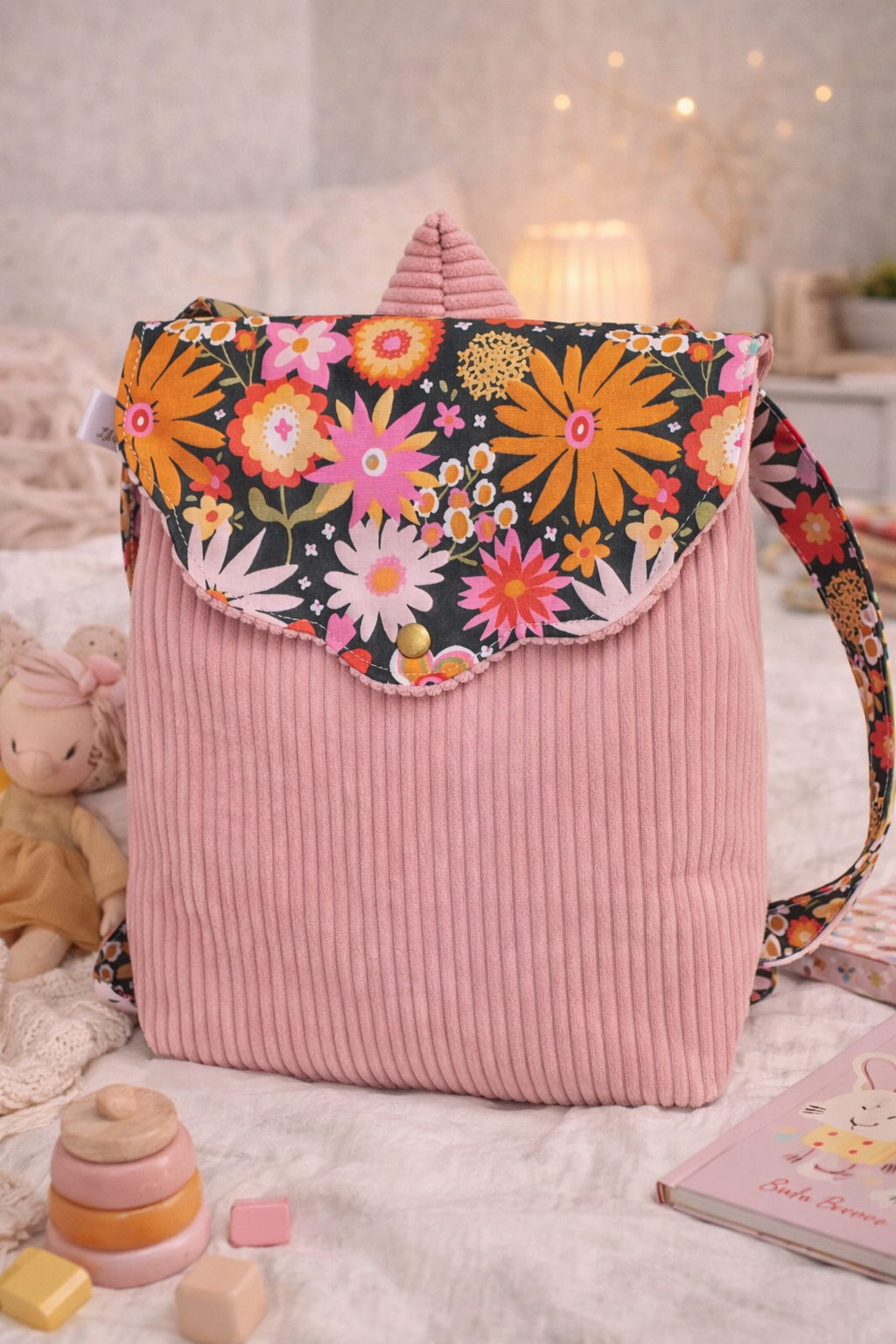 mon premier sac à dos rentrée maternelle rose fleuri 