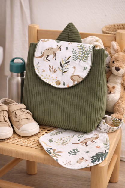 sac à dos garçon original cadeau naissance velours côtelé