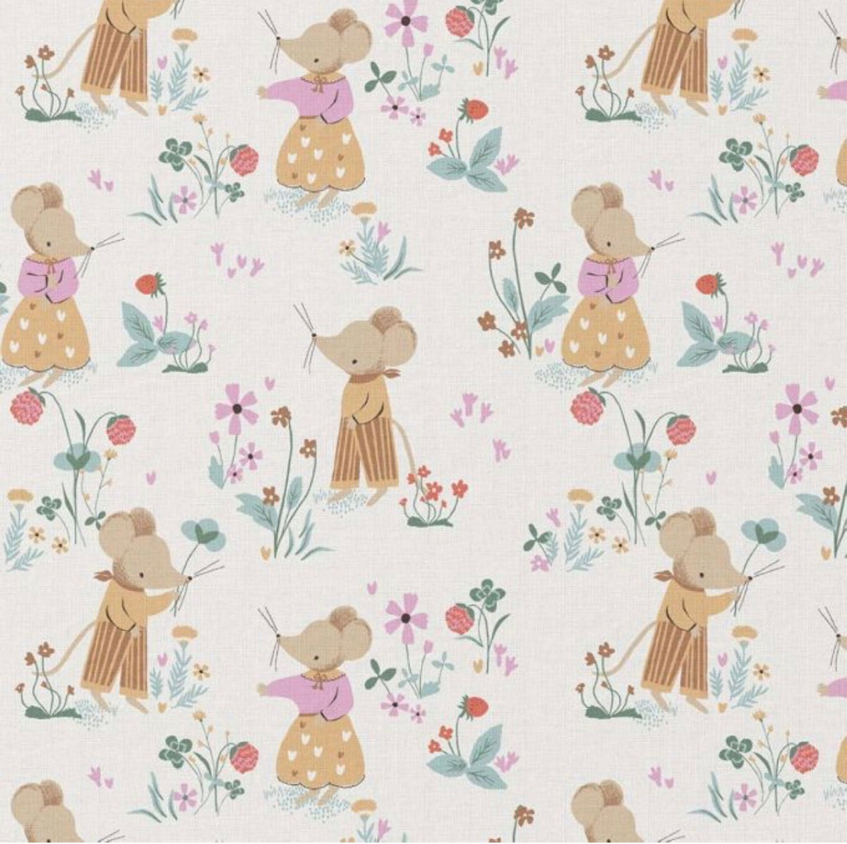 Tissu Souris au jardin – tissuthèque Lil'O'Zelle